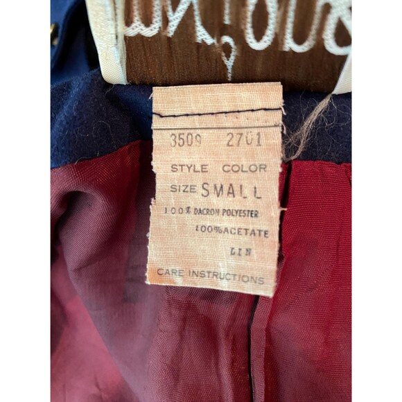 Vintage 70’s Womens Marjone Cape Jacket Faux Suede Navy Blue Size Small Capelet - Picture 6 of 6